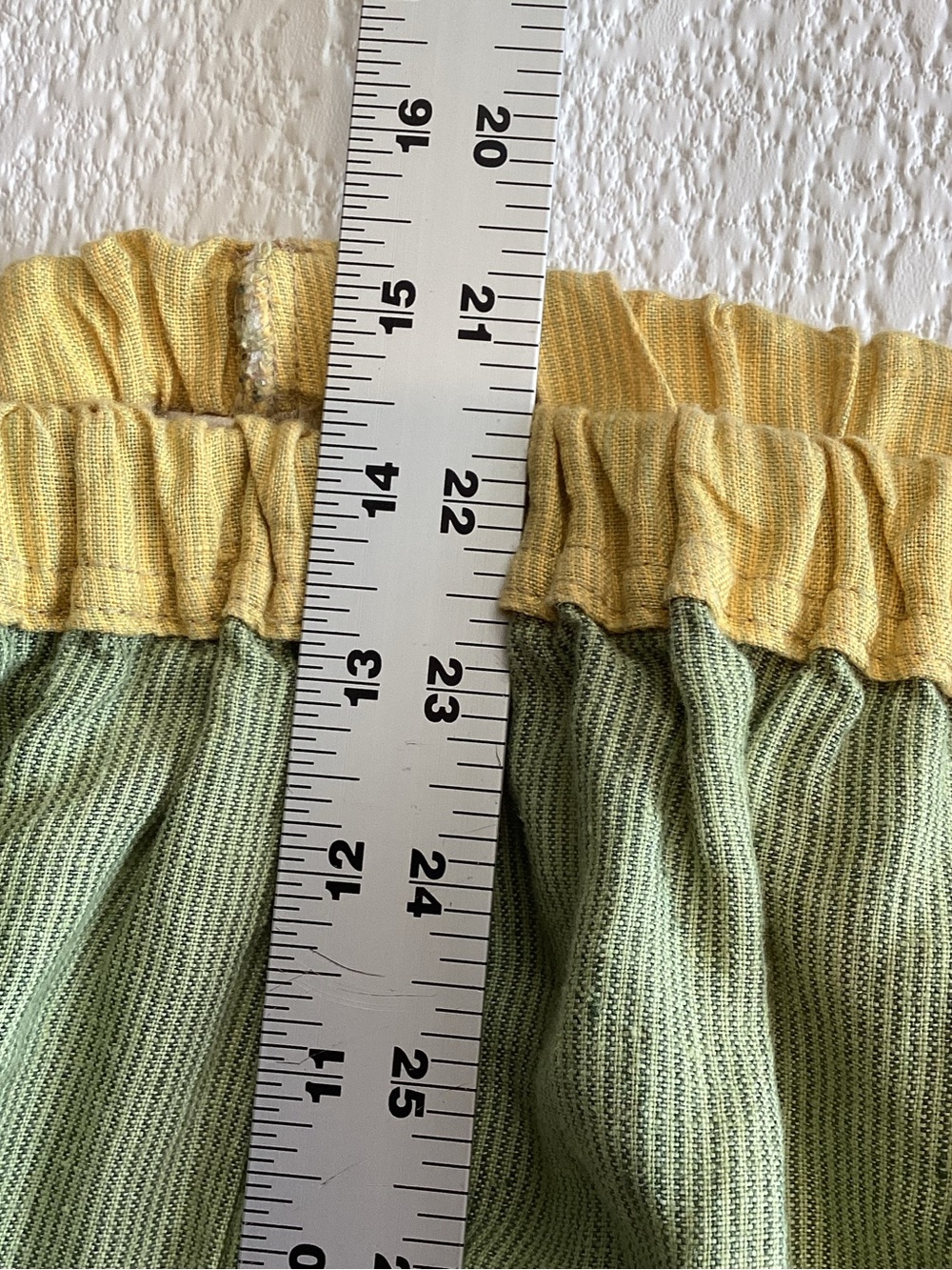 Somewhat Funky Liz & Jane Linen Pants Large Green Stripe Cropped Artsy USA - Picture 7 of 14